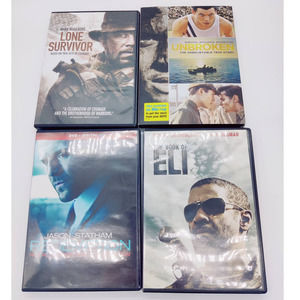 War Movie Lot DVDs 4 Movies Lone Survivor Unbroken Redemption The Book Of Eli